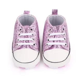 2024 Newborn Sequined Canvas Baby Sneakers Casual Baby Boys Girls Toddler Multi-Color Soft Sole Non-slip Walking Shoes 0-18Month