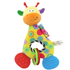 Baby animal hand-held rattle bite glue can bite newborn grasp training soothing plush toy