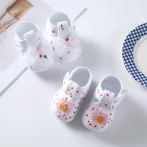 Newborn Baby Girl Shoes Autumn Spring Cute Floral Bow First Walkers Soft Sole Crib Toddler Shoe Infant Girls Shoes