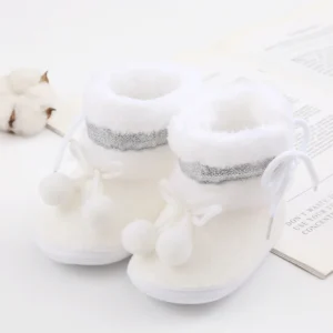 Plush Patchwork Baby Shoes with Non-skid Soles and Cotton Padding - Soft and Cute Snow Boots for Toddlers 0-18Months