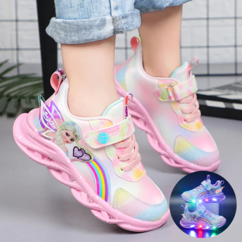 Sneakers-Disney-Frozen-Girls-Casual-Shoes-Up-LED-Light-Cartoon-Elsa-Princess-Shoes-Baby-Toddler-Shoes-1