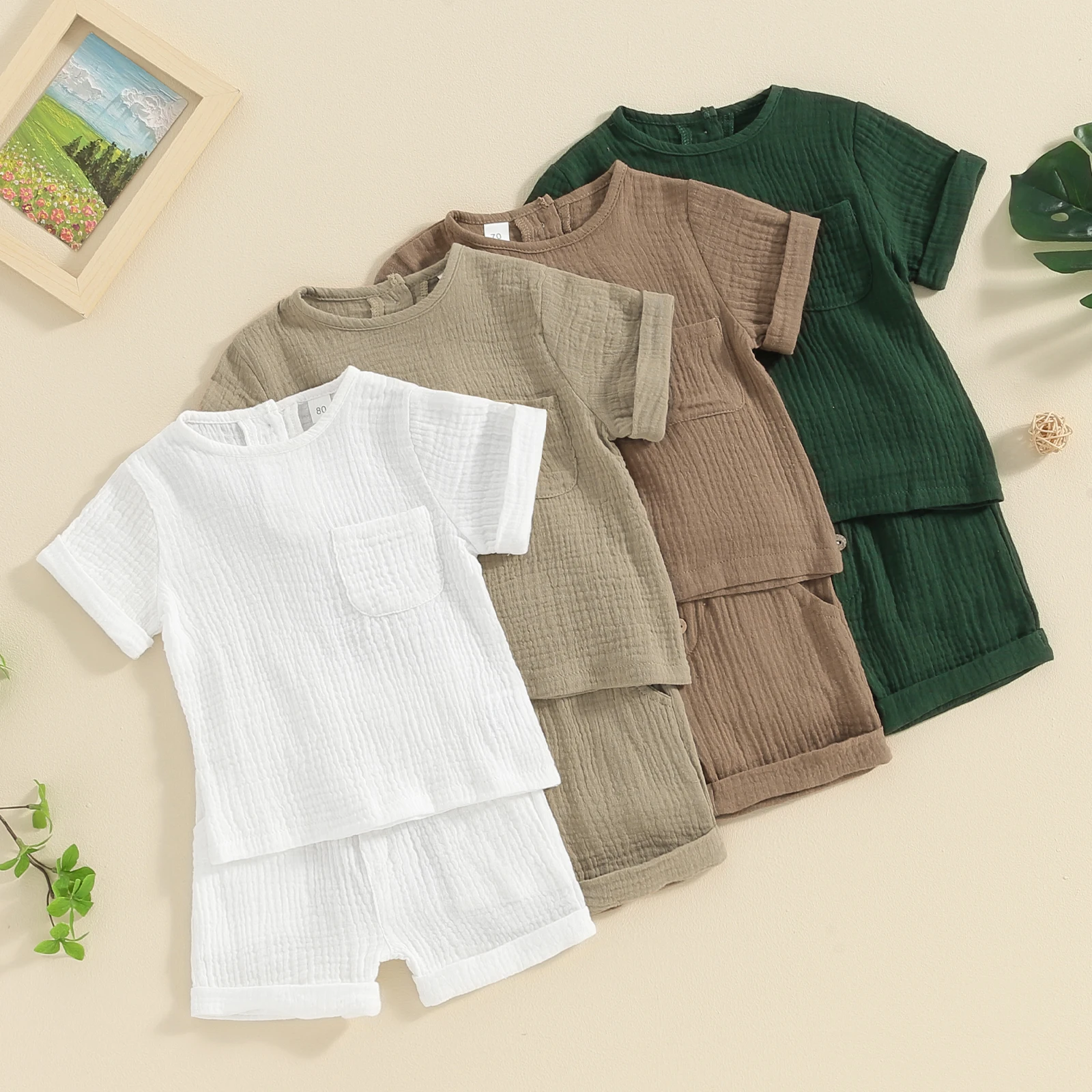 Summer-Infant-Baby-Boys-Shorts-Tracksuits-Sets-Kids-Linen-Short-Sleeve-Crewneck-Button-Tops-Shorts-Clothing