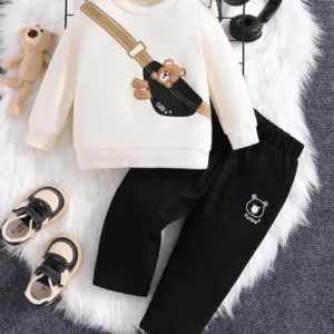 Winter Warm Baby Girl Clothes Set Cartoon Bear Long Sleeve Top+ Pant Infant Newborn 2Pcs Cute suits
